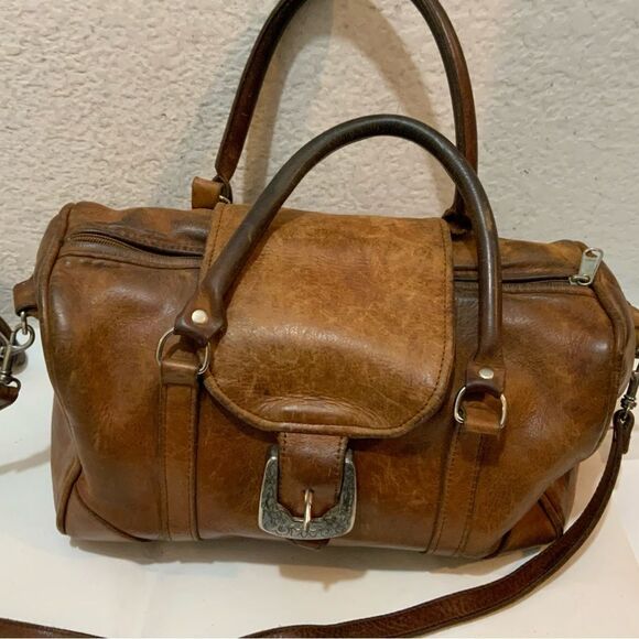 Vintage Navasota leather satchel Bag brown strap front buckle - Picture 4 of 16